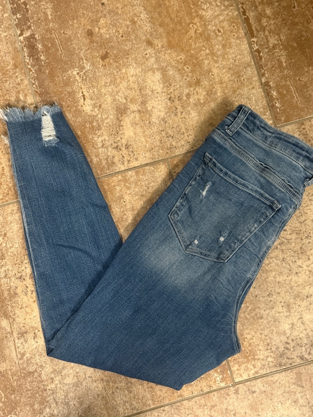 BKE High Rise Parker Skinny Ankle Distressed Dark Blue Stretch Jeans size 30